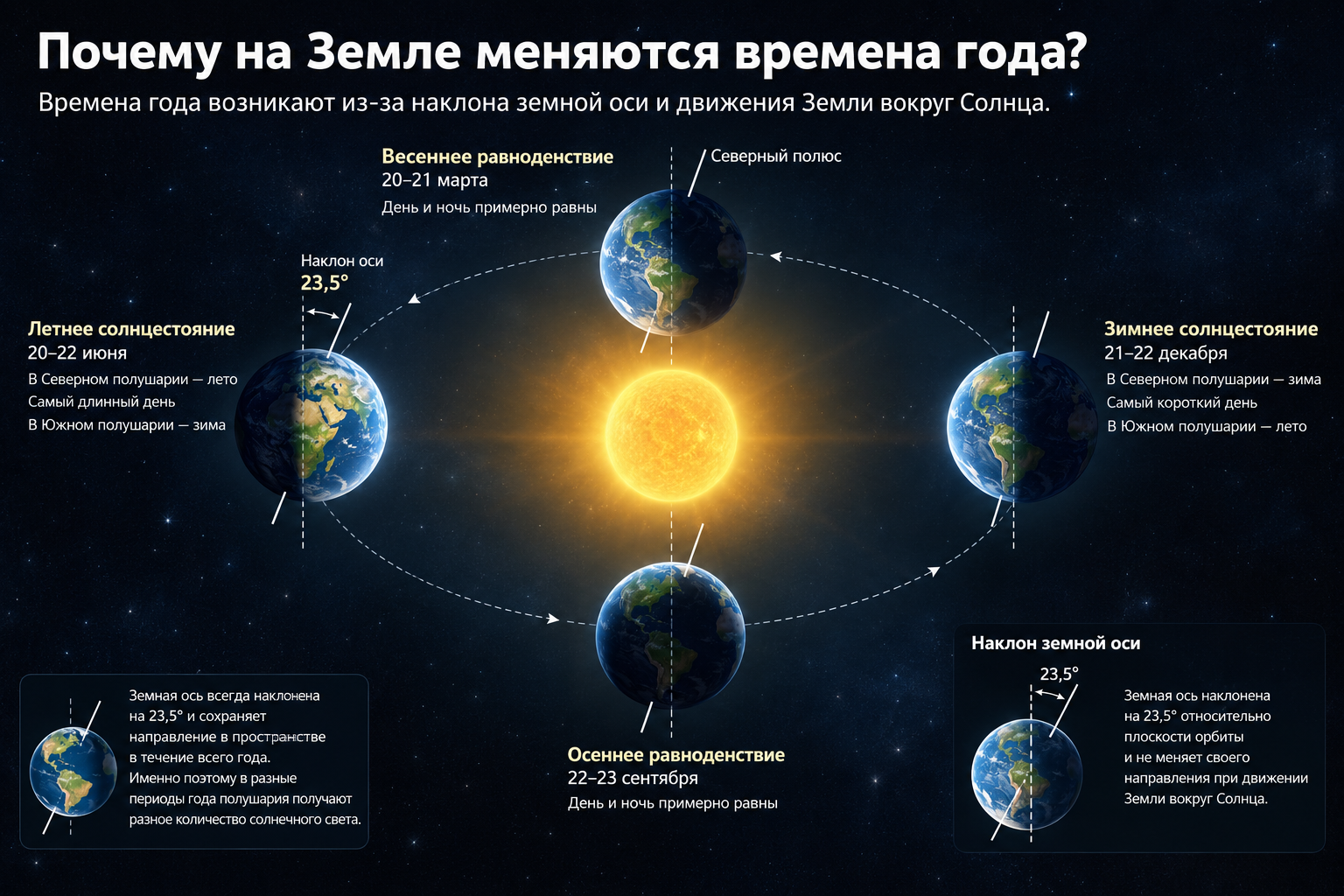 Почему на Земле меняются времена года