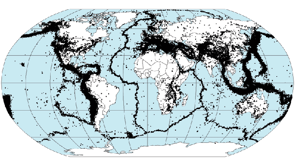 Локализация землетрясений в 1963-1998 годах